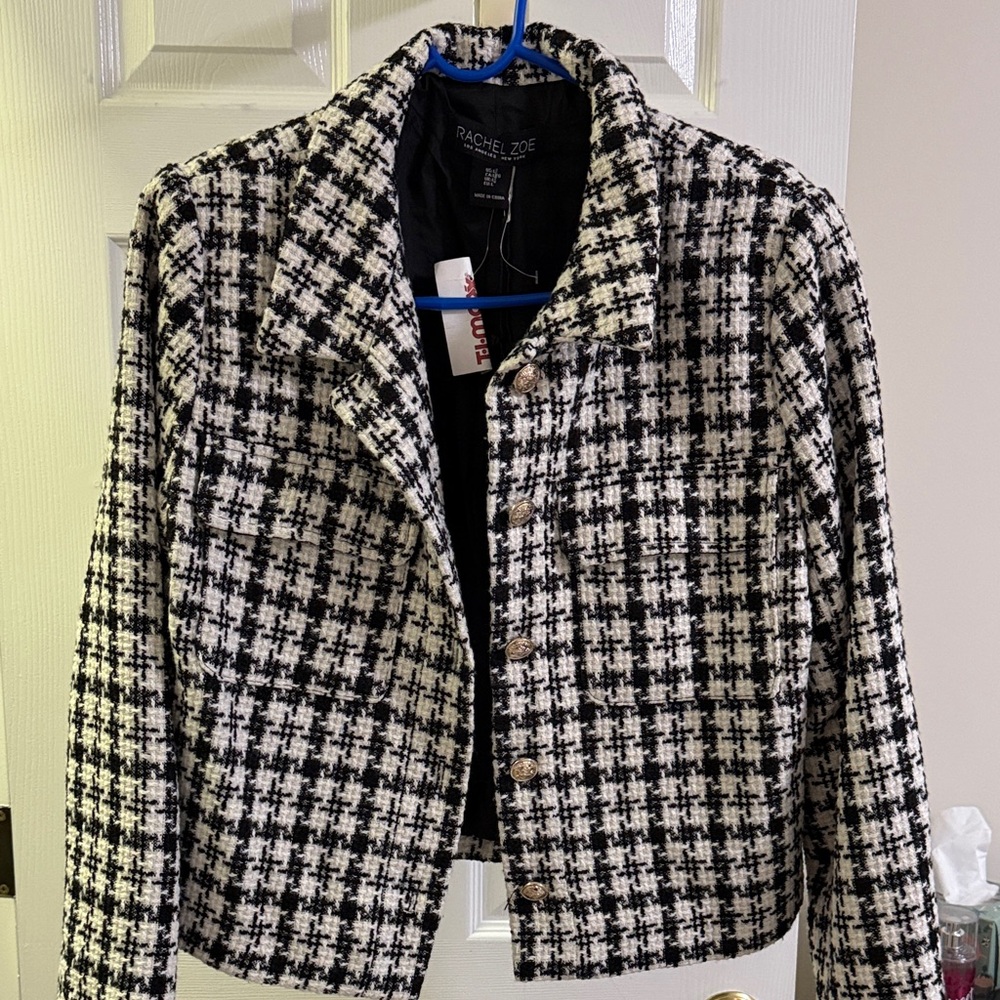 Rachel Zoe Monochrome Checkered Blazer